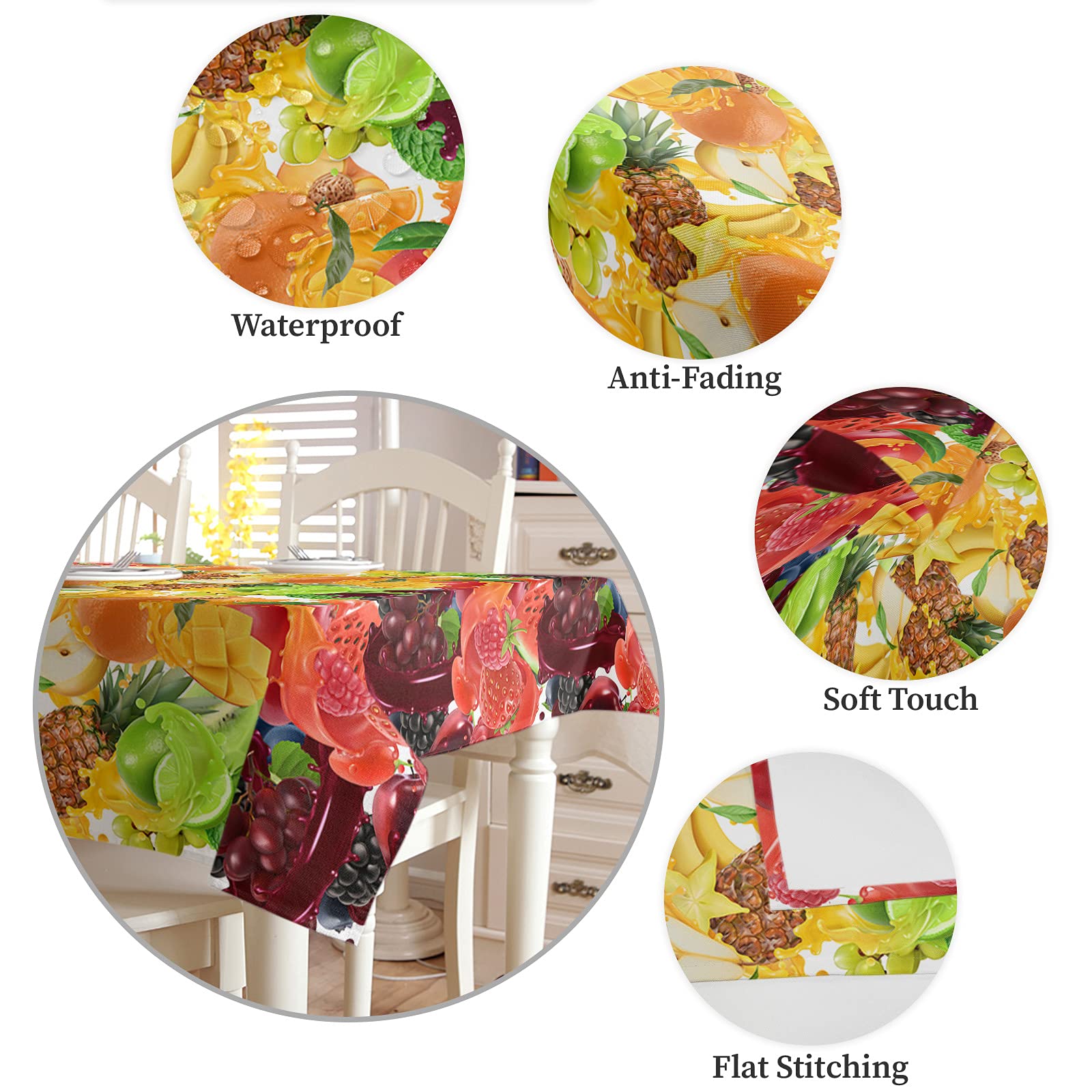 Mantel Rectangular U Ovalado De Verano Con Diseño De Frutas Tropicales Exóticas, Mantel Impermeable Para Exteriores, Para Fiestas, Picnic, Interior, Para Comedor, Cocina, Decoración Del Hogar, 60 X 84