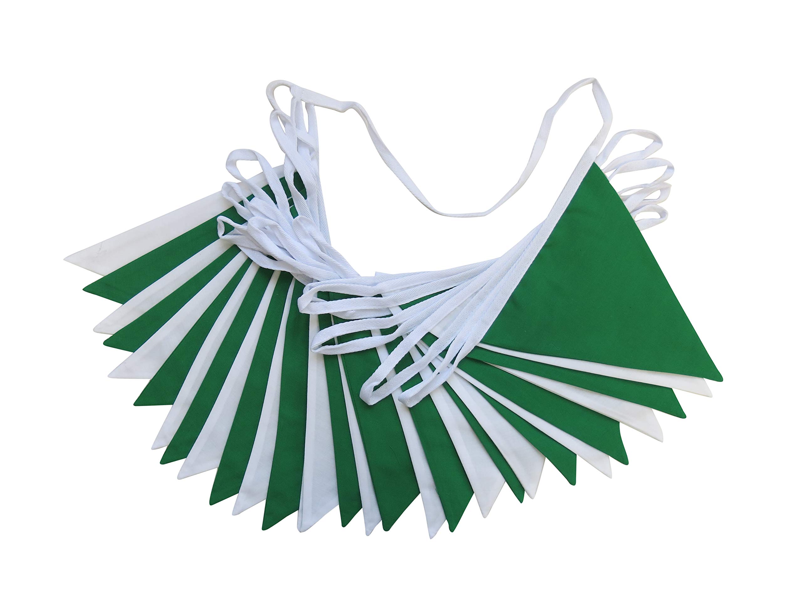 10m Green and White Double Sided Bunting - St Patrick's Day Bunting