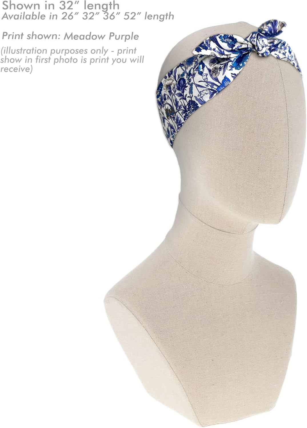 Liberty London Purse, Head, or Neck Scarf - "Capel" Sky Blue Skinny Scarf - Headband, Handbag, Purse Handle - Silky Tana Lawn Cotton