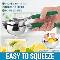 Vista 7 de Zulay Kitchen Exprimidor de Limón de Acero Inoxidable con Tazón Exprimidor de Metal Sólido Premium de Servicio Pesado y Mangos de Silicona de Grado
