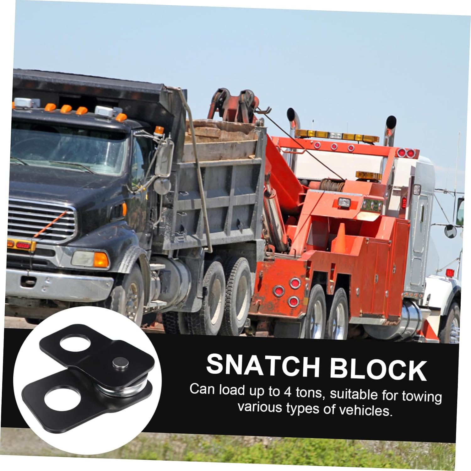 Cabilock Block Towing Pulley Auto Recovery Accessory for Off-Road Vehicles for Truck Towing Self-Rescue Construction Reduces Winch Load Extends Service Life