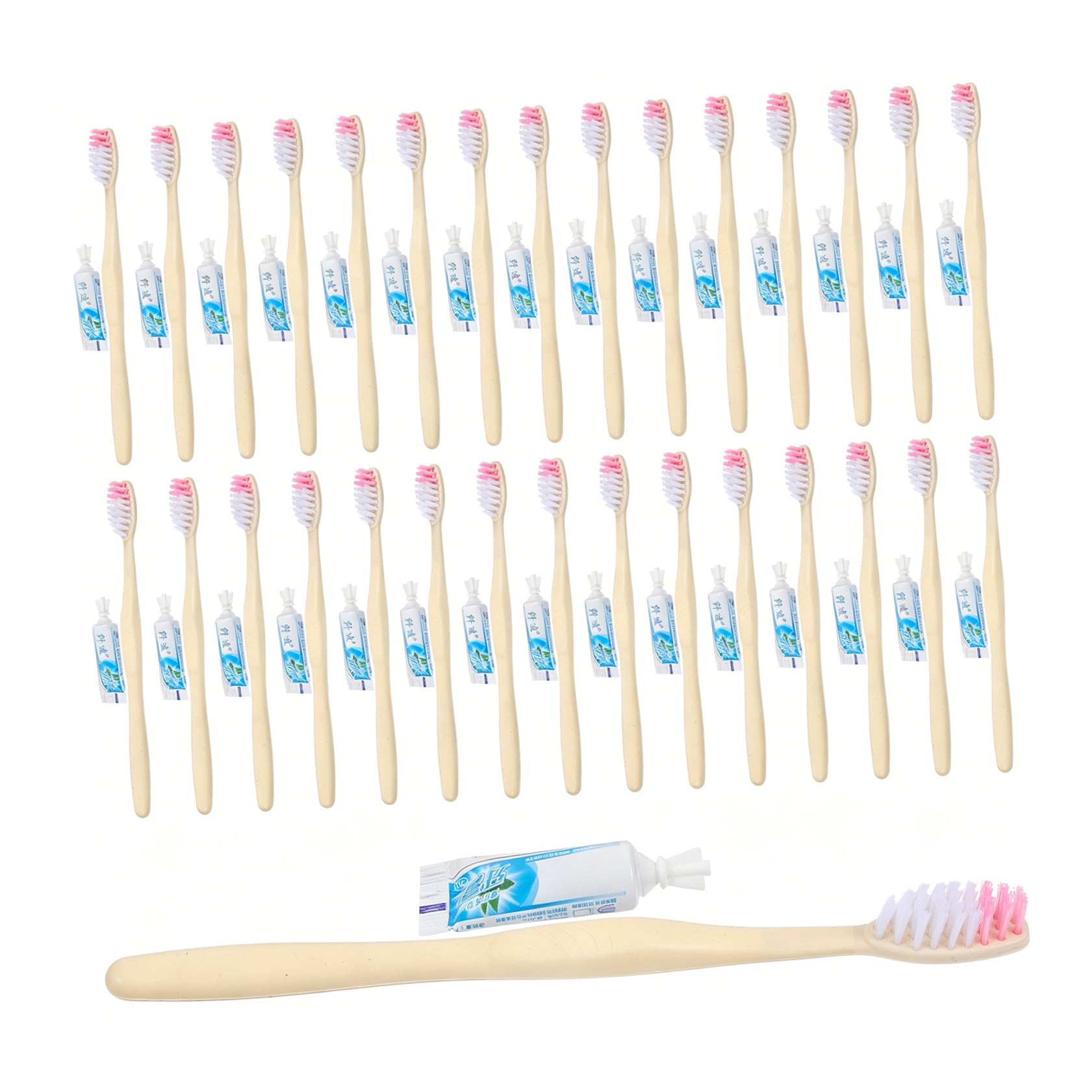 TOYANDONA Set 100 Pezzi Spazzolino da Denti Usa e Getta con Dentifricio Manuale Confezionato Singolarmente Portatile per Viaggio Campeggio e Igiene Orale Quotidiana