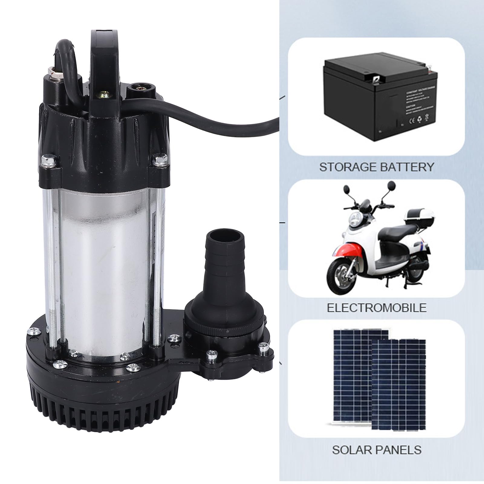 Pompa Sommergibile, Pompa Solare per Acqua DC24V in Acciaio Inossidabile 260 W con Motore in Rame, Uscita 1 Pollice 1,5 Pollice 2 Pollice, Pompe Sommerse Solari per Pozzi