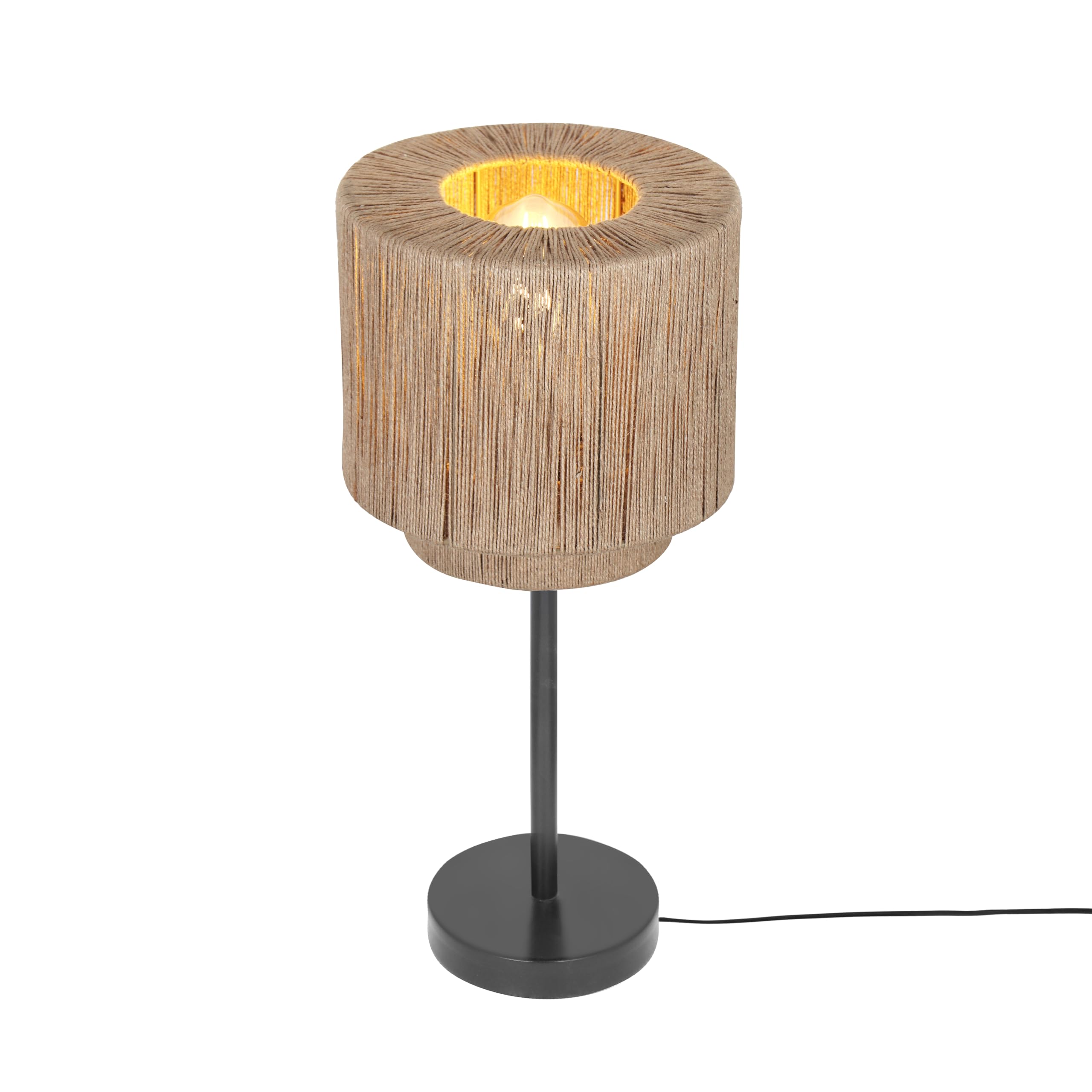 Trio Leuchten Tischleuchte Smilla 566800136, Metall Schwarz matt, Schirm Jute naturbelassen, exkl. 1x E27