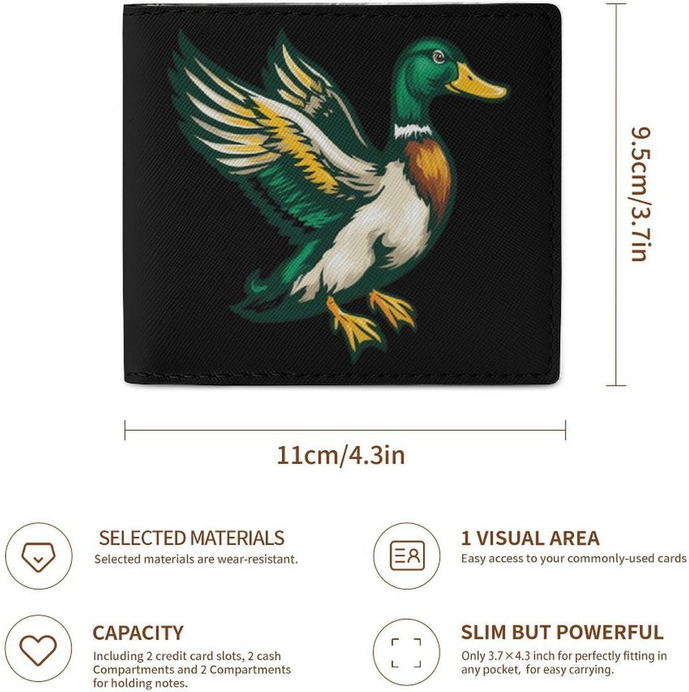 Mallard Duck Novelty Wallets Slim Soft Front Pockets Bifold Wallet with ID Credit Card Holder