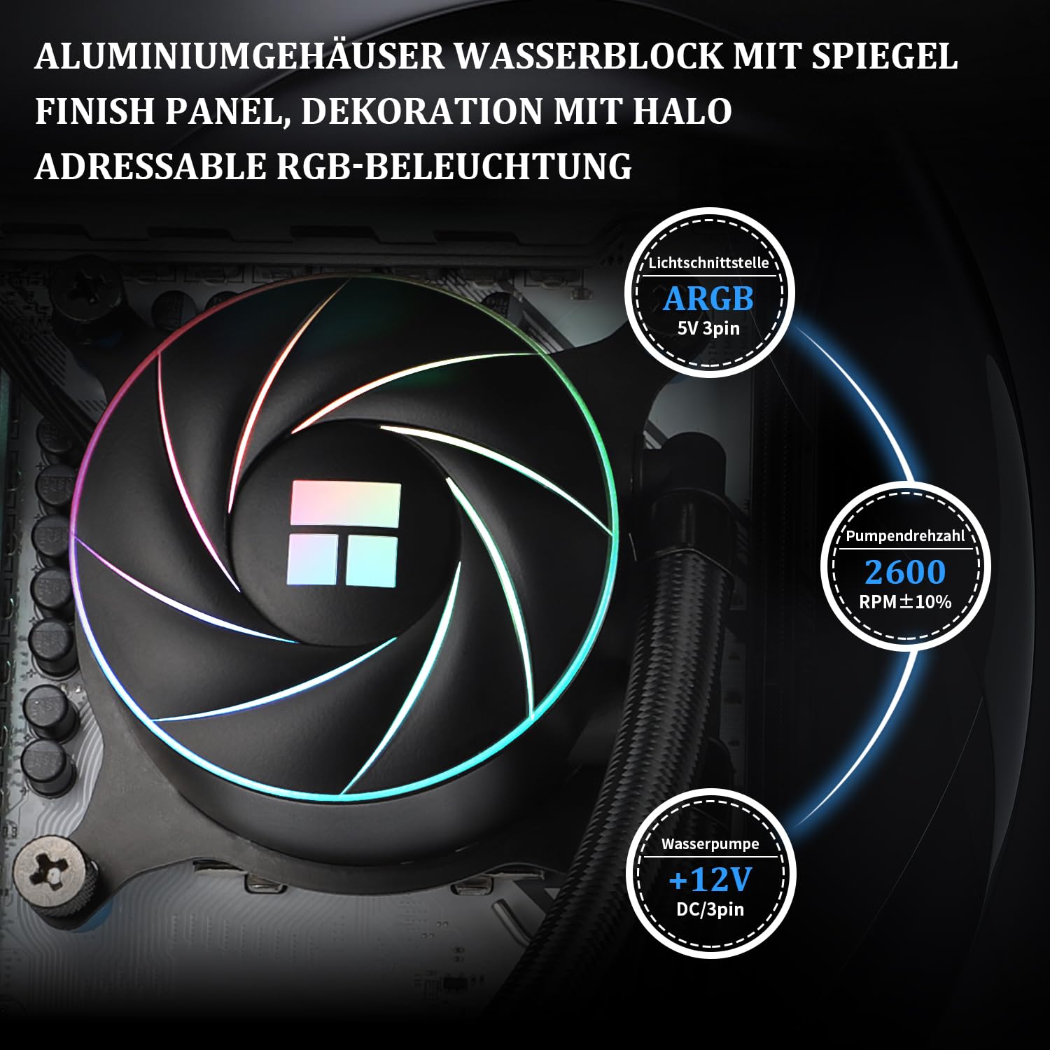 THERMALRIGHT Aqua Elite 240 ARGB-Raffreddatore per CPU liquido, 240mm Aio, 2 ventole PWM da 120mm, per AM4/AM5, Intel LGA1150/1151/1155/1156/1200/1851/1700
