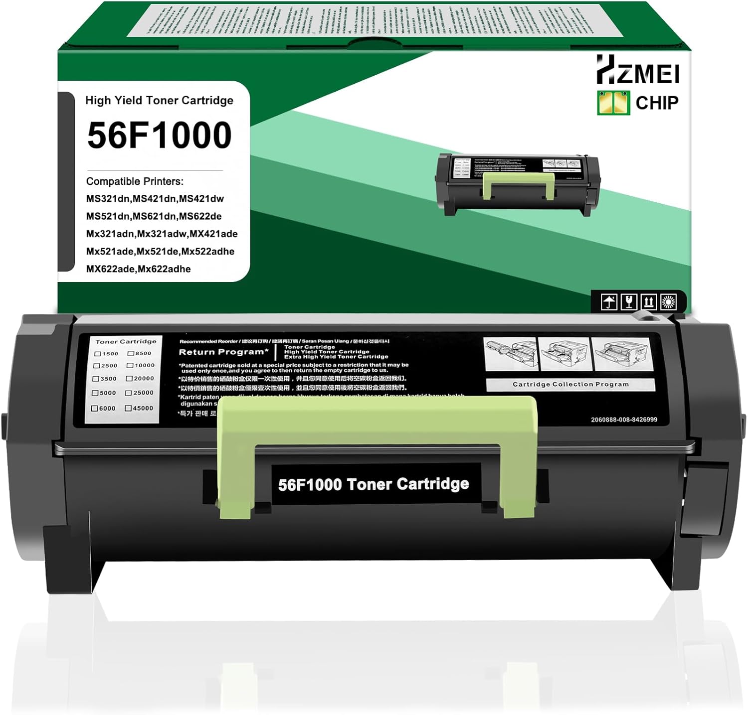High Yield 56F1000 56F000G Toner Cartridge with Chip Replacement for Lexmark 56F1000 Black Toner Compatible with MS321 MS421 MS521 MS621 MS622 MX321 MX421 MX521 MX522 MX622 Laser Printer
