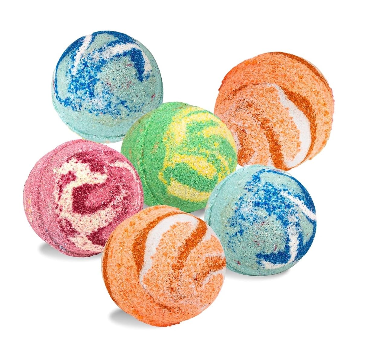 Relaxing and Aromatherapy Orange 2, Aqua 2, Lemongrass and Strawberry Aromatic Bath Bombs (Pack of 6)