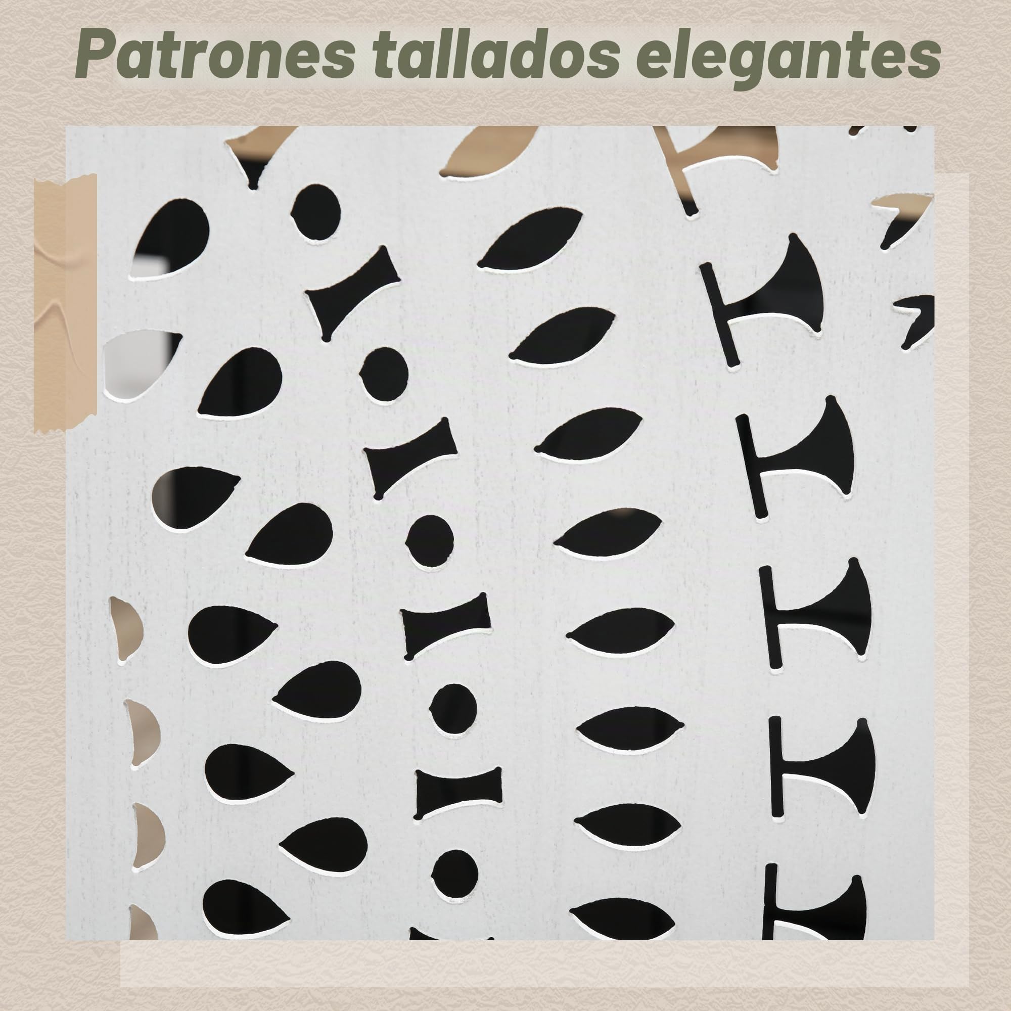 HOMCOM Biombo Plegable de 3 Paneles de Madera, 120x170 cm, Blanco | Biombo Separador de Ambientes, Patrones Tallados Elegantes, Decoración para Dormitorio, Salón