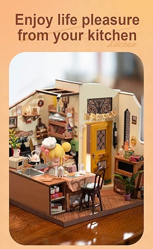 Miniatura 6 de Rowood Kit de casa en miniatura, manualidades de casa de muñecas para adultos, kits de modelo de hogar pequeño para adultos para construir con LED,