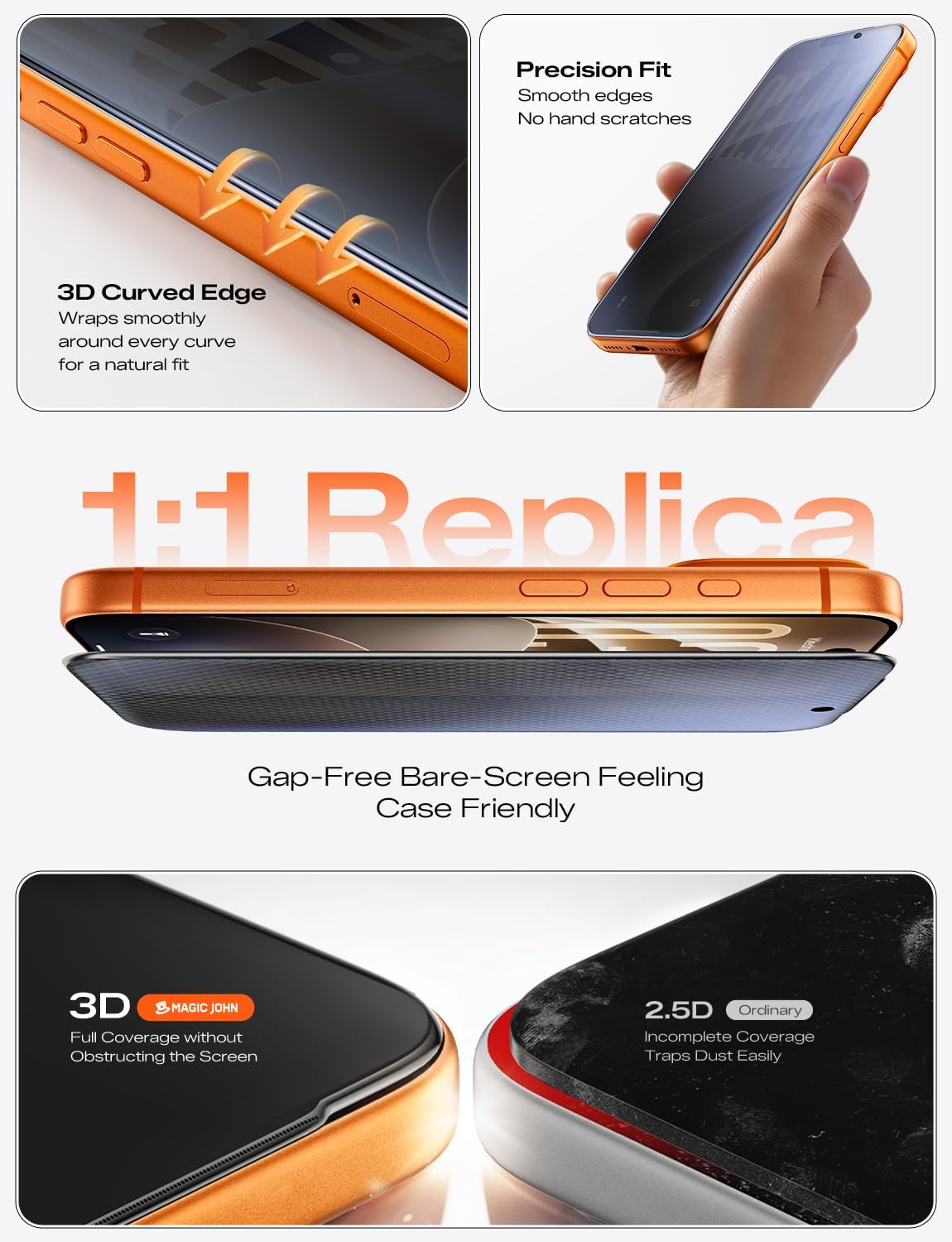  Privacy Upgraded for iPhone 17 Pro Max Screen Protector 6.9 inch | 2 Pack, Easy Install, Bubble Free, Auto Dust-Elimination, 3D Full Coverage, 9H Military Grade Tempered Glass, Anti-Spy thumbnail