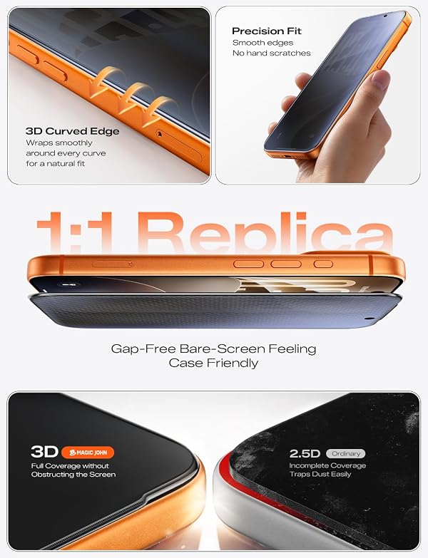 MAGIC JOHN Upgraded 2 Pack for iPhone 17 Pro Privacy Screen Protector by MAGIC JOHN - Used condition - Image 4