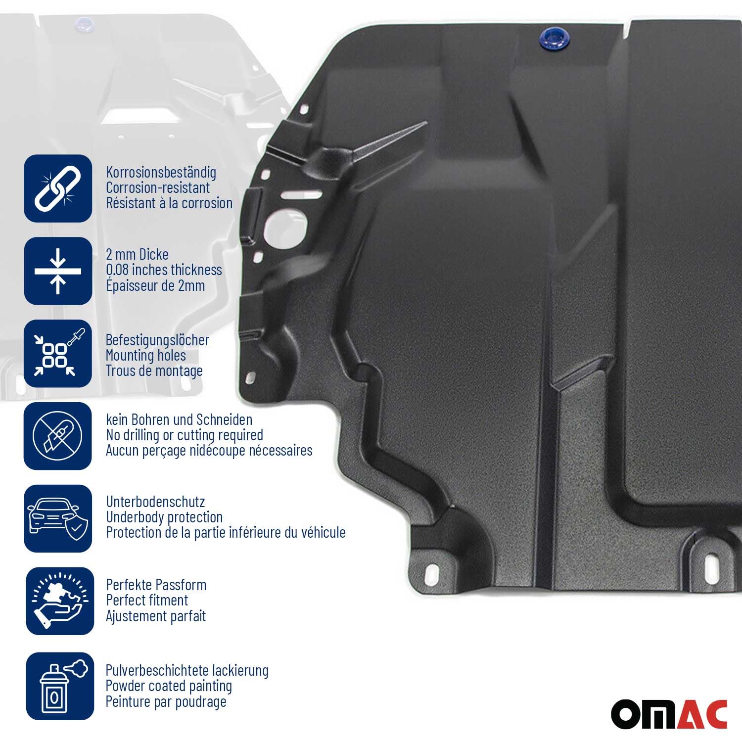 OMAC Unterfahrschutz Motorschutz Getriebeschutz kompatibel mit Mitsubishi Outlander 2.0/2.4/3.0 2012-2023 Einbausatz