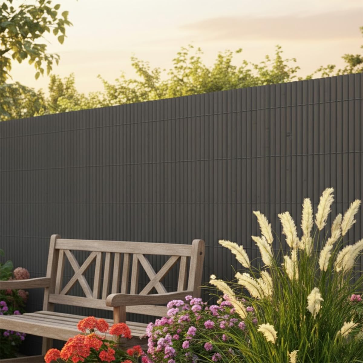 PEGANE Canisse Brise Vue en PVC Tube Plat,Clôture Protection pour Jardin terasse Balcon Coloris Gris - Hauteur 160 x Longueur 500 cm 1700g/m2