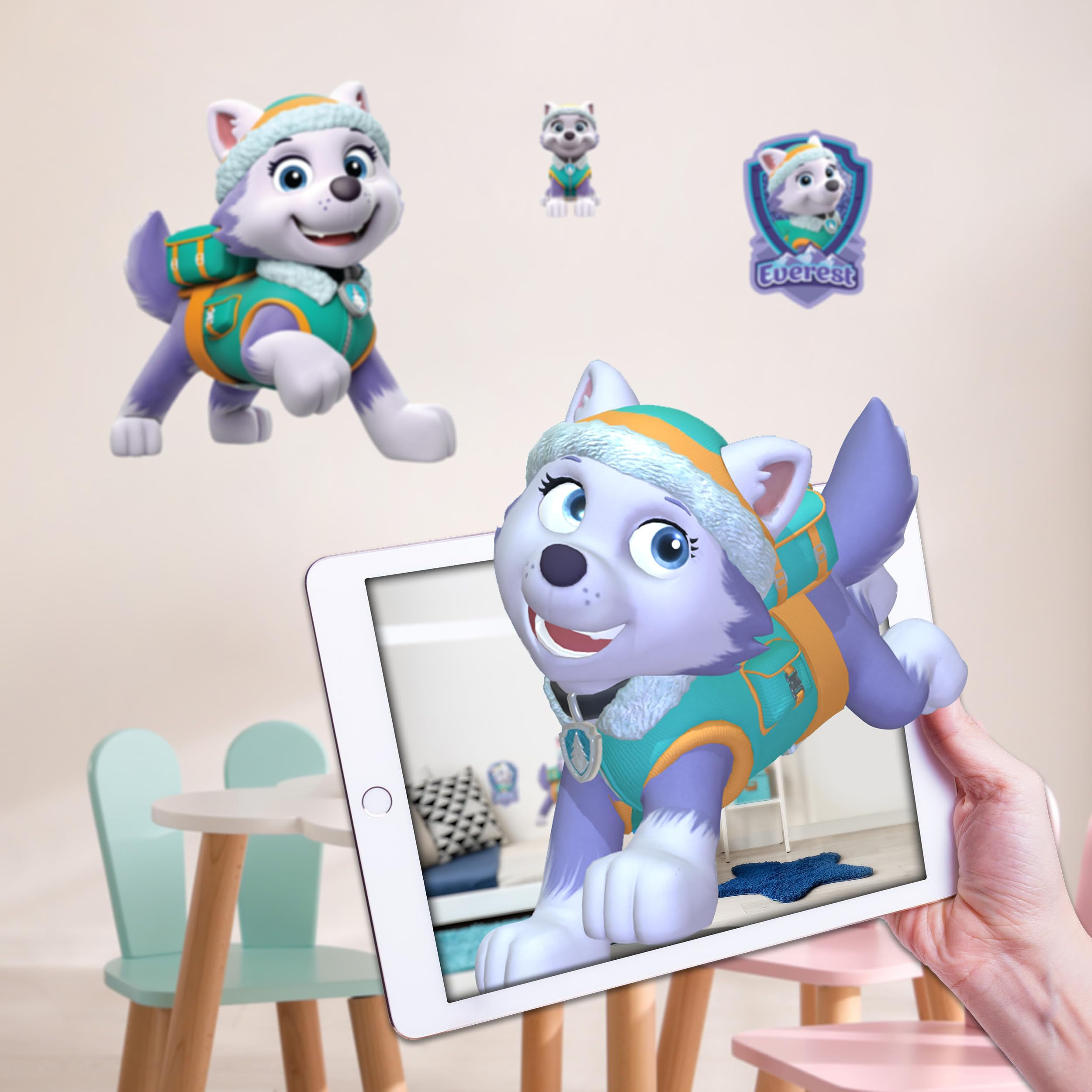 Wall Palz Nickelodeon Paw Patrol Wall Decal - 17" Everest Vinyl Wall Stickers for Bedroom with 3D Augmented Reality Interaction - Paw Patrol Wall