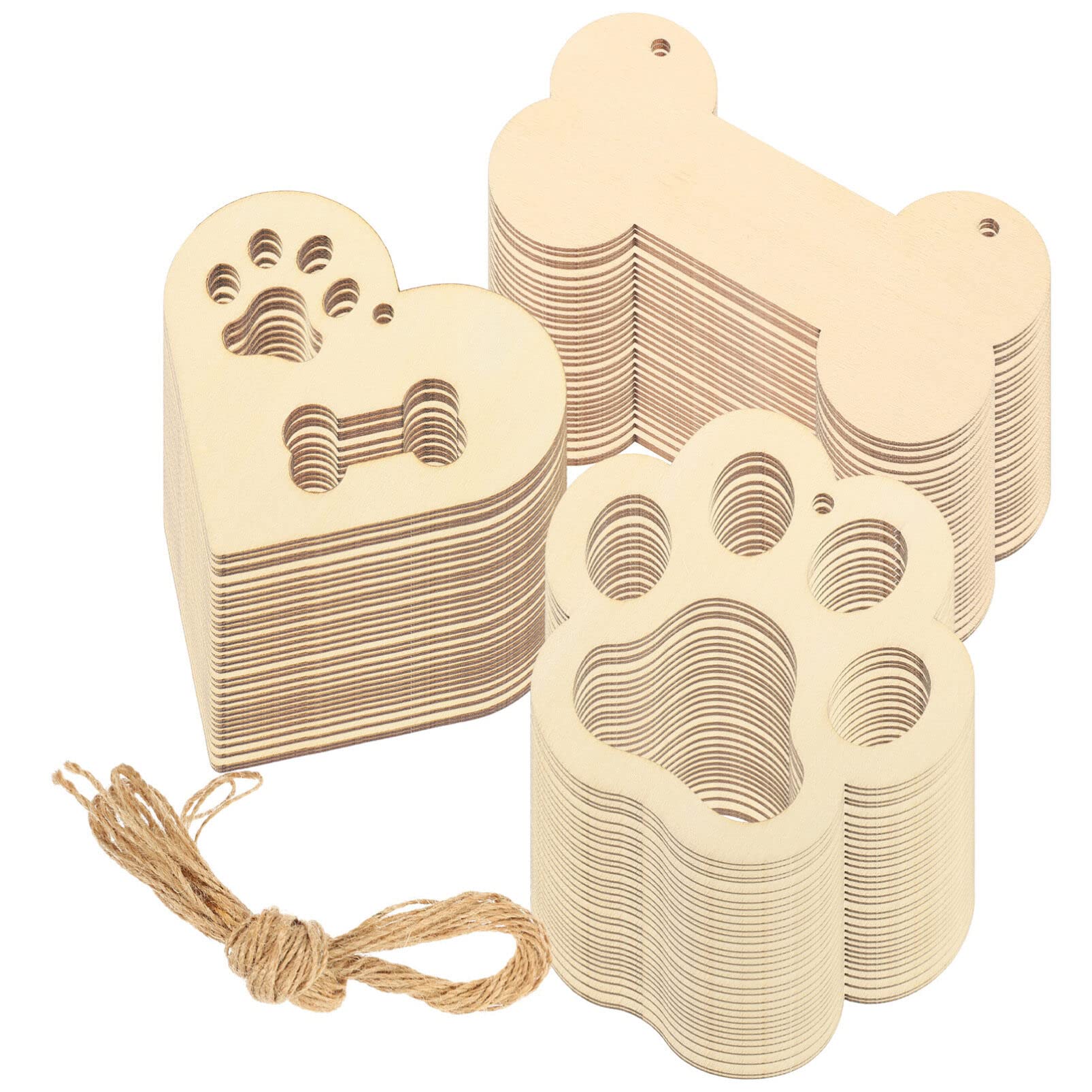 Milisten 1 Set Herz Holz DIY Handwerk Ausschnitte Unfertige Holz Hundeknochen Tier Hundepfote Ausschnitte Hundeknochen Ornamente Zum Bemalen Für Kunsthandwerk Geschenkanhänger Haustiere