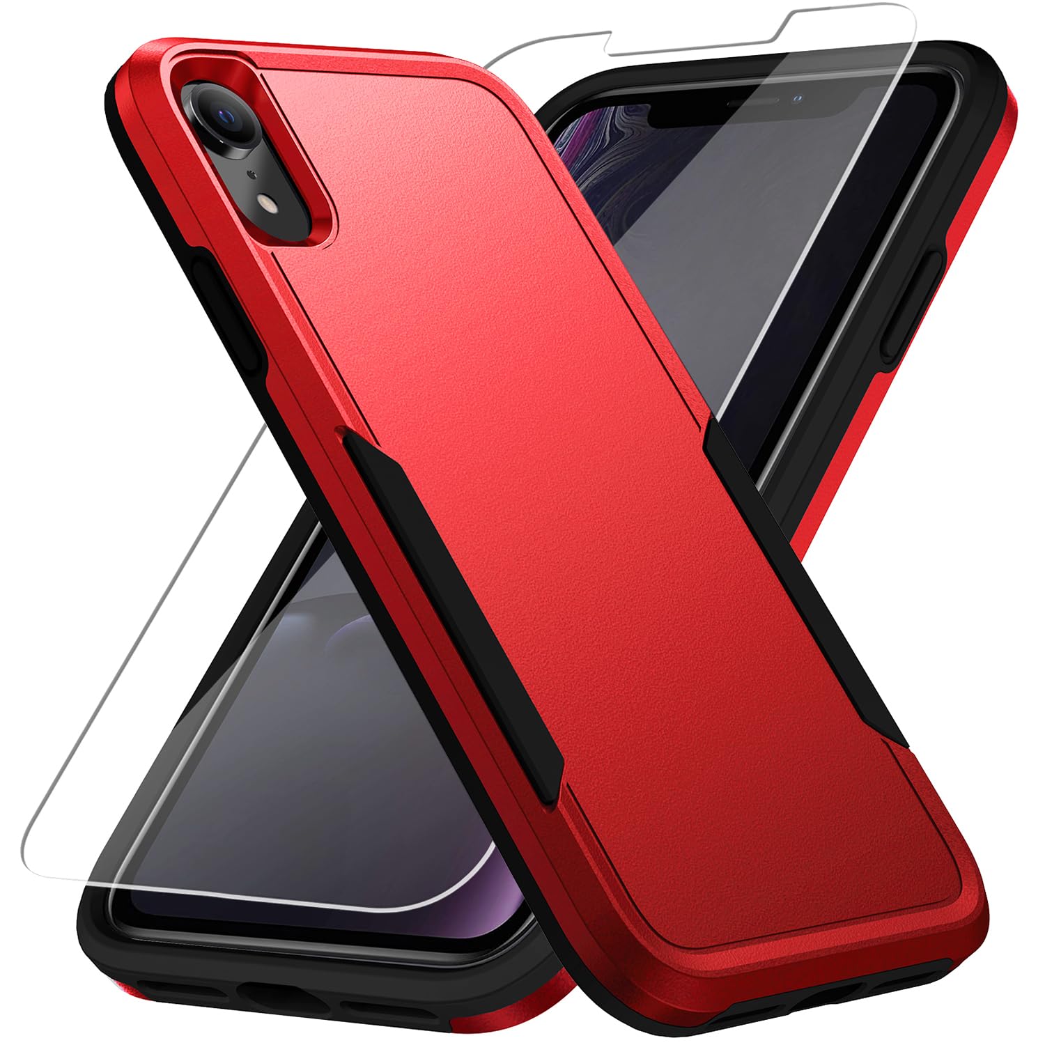 Warsia for iPhone XR Phone case, with HD Screen Protector [Military Grade Drop Tested] Heavy-Duty Tough Rugged Shockproof Protective Case for iPhone