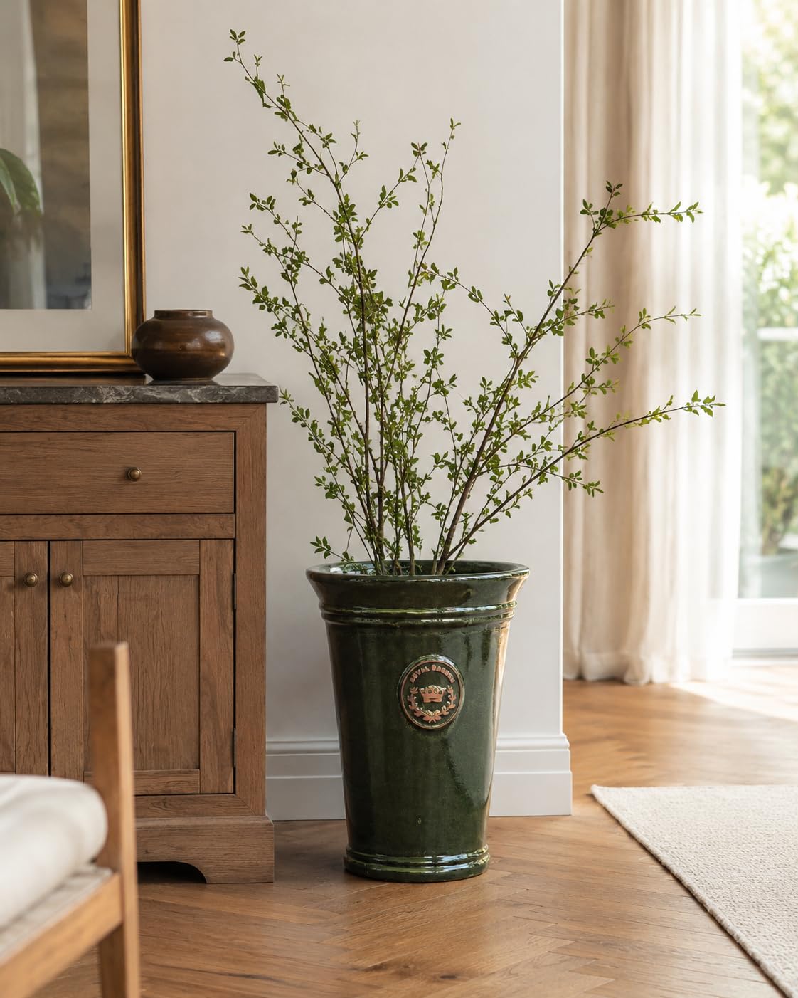 Garden Green Vase in Vasenform grün 33–51 cm – dekoratives Pflanzgefäß für Innenbereich, Balkon & Terrasse, grüne Bodenvase als stilvolle Dekovase in 3 Größen (42 cm Höhe)