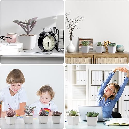 Miniatura 6 de Juego de 18 suculentas artificiales artificiales en macetas, plantas suculentas artificiales para mujeres, plantas decorativas pequeñas falsas en