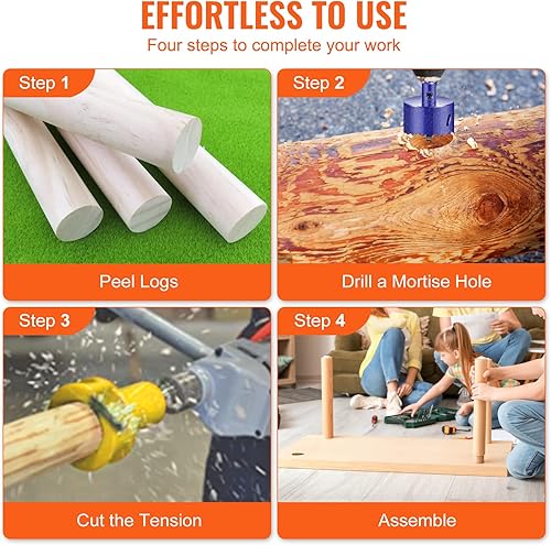 Miniatura 6 de VEVOR Cortador de espigas, 11.000 in y 1.5 pulgadas1.496 in y 2 pulgadas2.000 in, cortador de muebles de troncos de aluminio y acero de alta