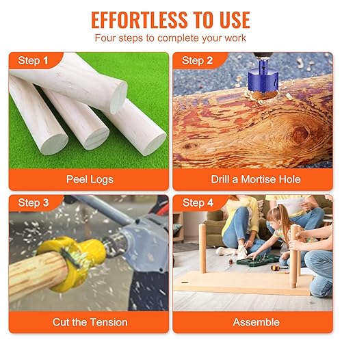 Miniatura 6 de VEVOR Cortador de espigas, 11.000 in y 1.5 pulgadas1.496 in y 2 pulgadas2.000 in, cortador de muebles de troncos de aluminio y acero de alta