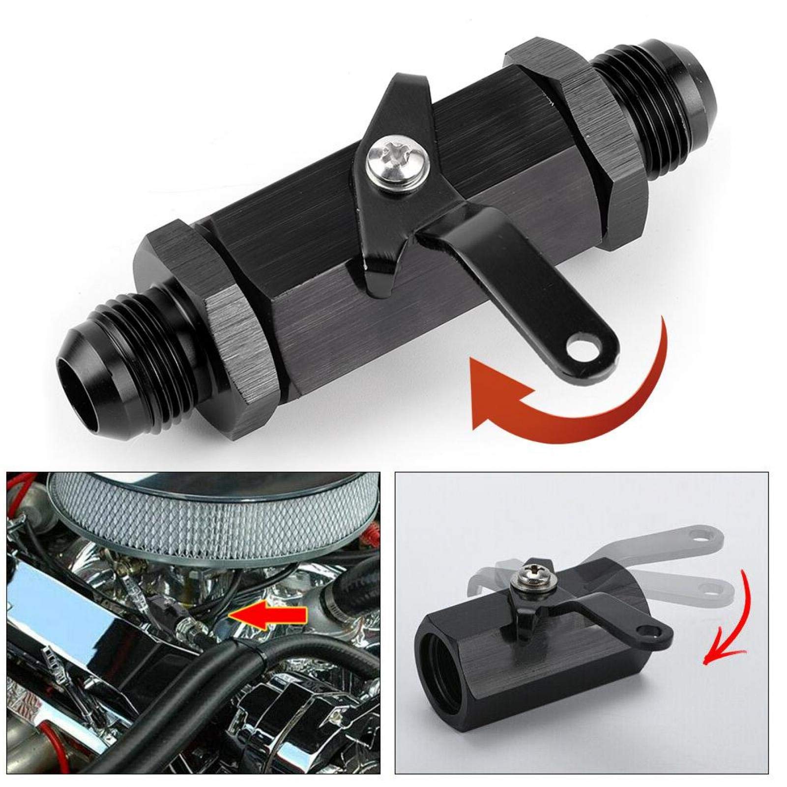 Valvola di ritegno aria carburante Y974-10AN lega alluminio AN10 Nero