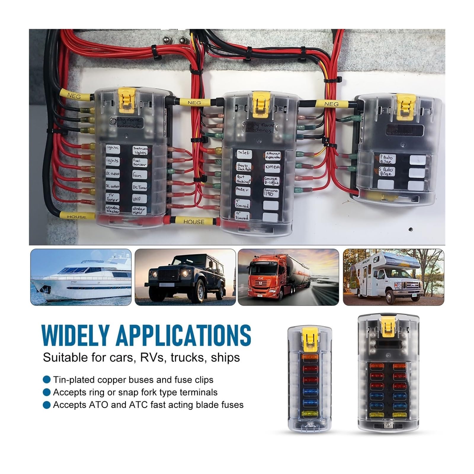 Wyłącznik Zapłonu 6/12-stykowa skrzynka bezpieczników samochodowych i łodziowych z diodą LED 12 V, 32(6 Ways Fuse Box)