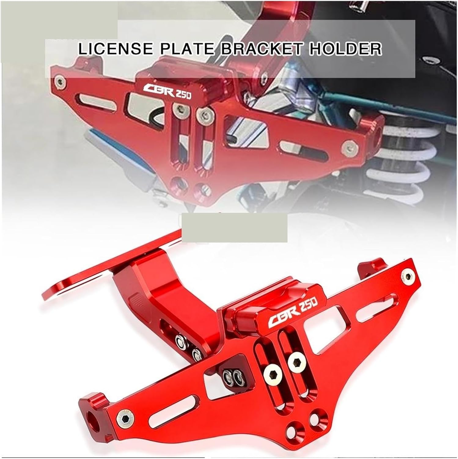 dengpandianzi CNC Moto Adjustable Angle License Number Plate CBR250 CBR250 RR CBR250RR NC22 Frame Holder Bracket Compatible with CBR250R 2011-2018(Black)