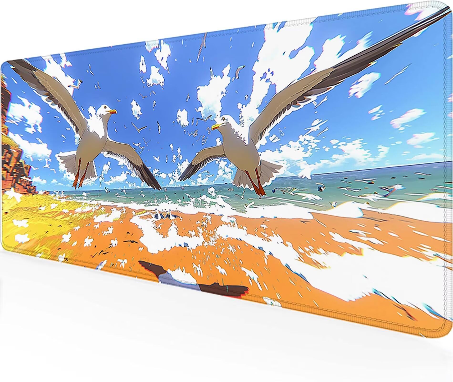 Podkładka pod mysz dla graczy dla ptaków, XXL, 1200 x 600 mm, szyte krawędzie, podkładka pod mysz, biała, akcesoria dla graczy, wodoodporna, antypoślizgowa, gumowa podkładka pod mysz, do domowego
