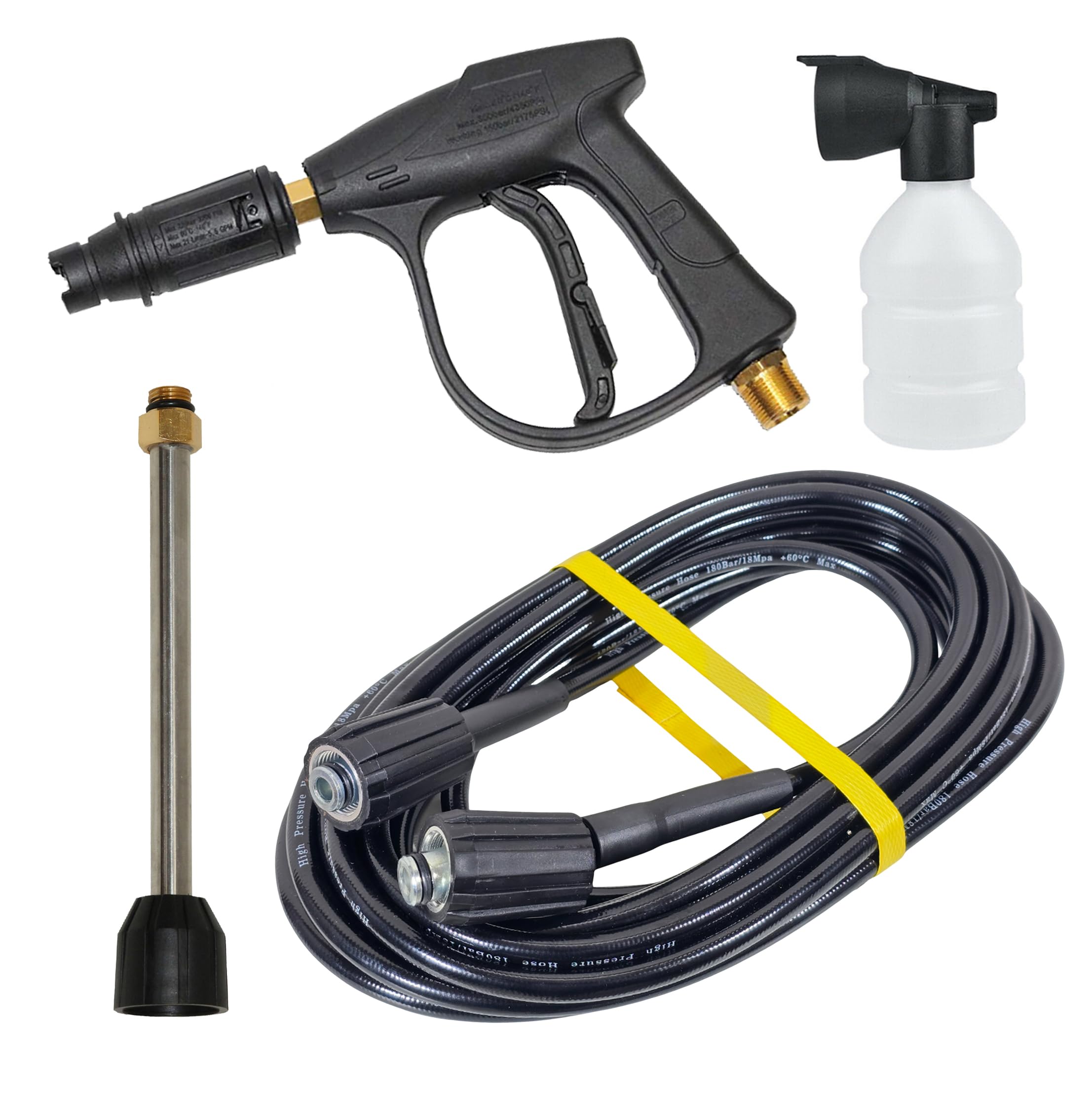 Digital Craft High Pressure Washer Gun M22*1.5mm Water Gun Car Cleaning Tool, Extension Lance 19cm Pressure Washer Gun,Pressure Washer Pipe 8MTR,Small Faom Bottle-image-45