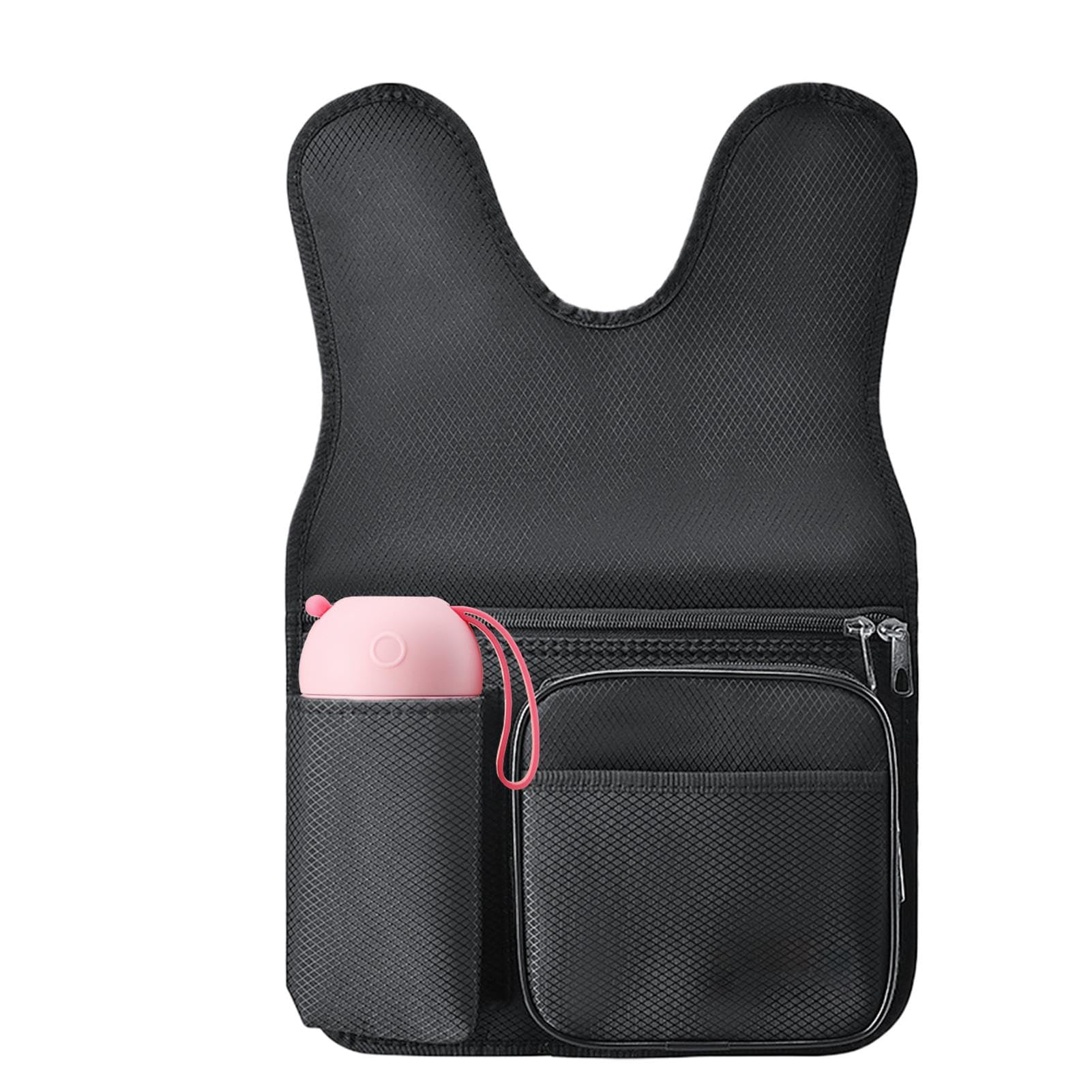 Organizador de reposabrazos de tela Oxford resistente bolsa lateral negra para silla de playa