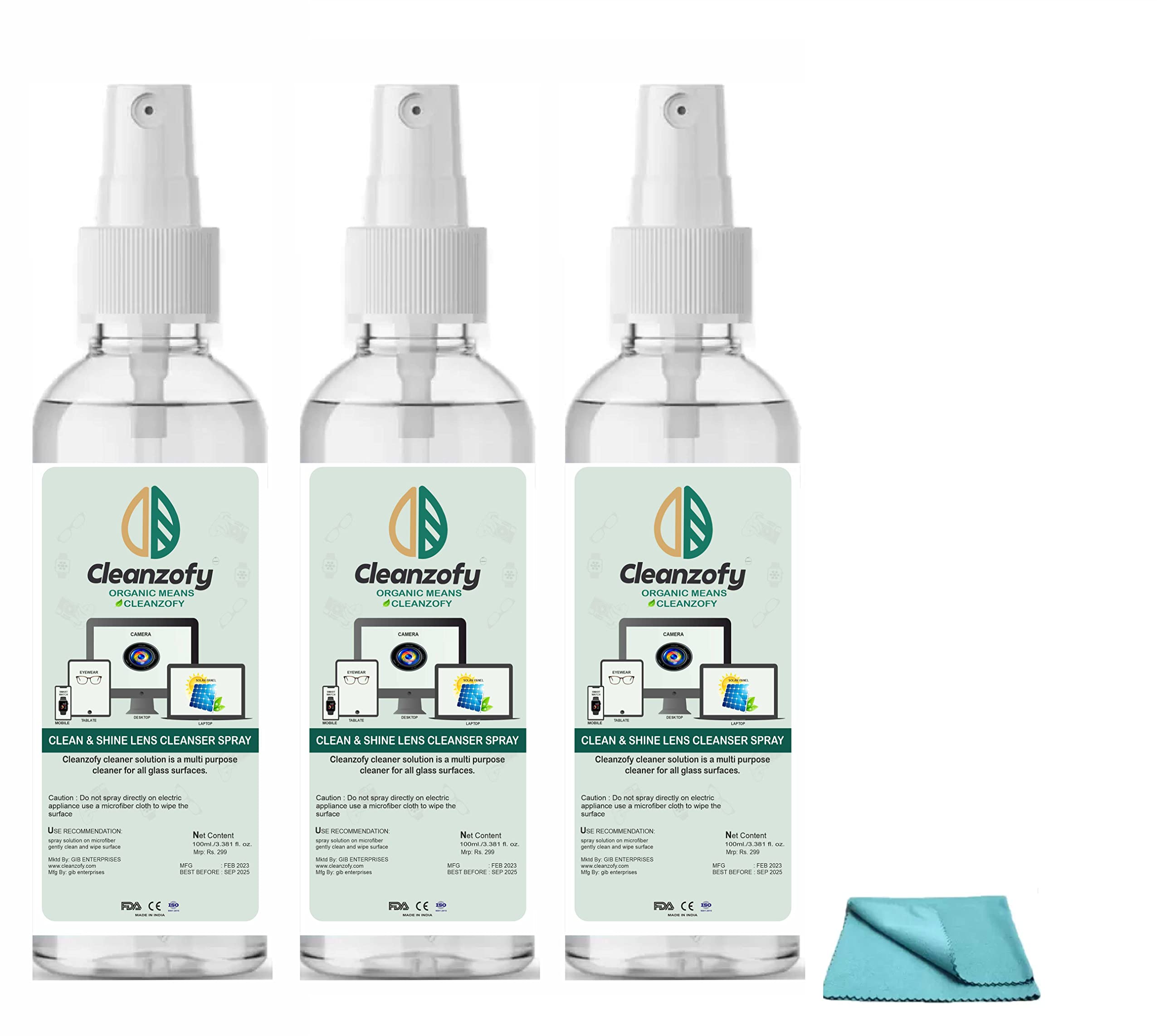 Generic Cleanzofy Spectacle Lens Cleaner Spray 100 ML (Pack of 1)