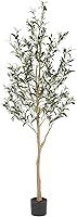 Realead 6ft Artificial Olive Tree - Realistic Faux Potted Plant with Fruits & Adjustable Branches for Indoor Home Office Decor (72in)