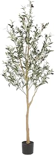 REALEAD 6ft Faux Olive Tree in Weighted Pot - Realistic Artificial Indoor Olive Plant with Fruits for Home Office Living Room Decor, 72in Tall