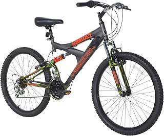 Dynacraft Vertical Gauntlet 24" Boys Mountain Bike - 21-Speed Dual Suspension for Ages 13-17 Trail Riders