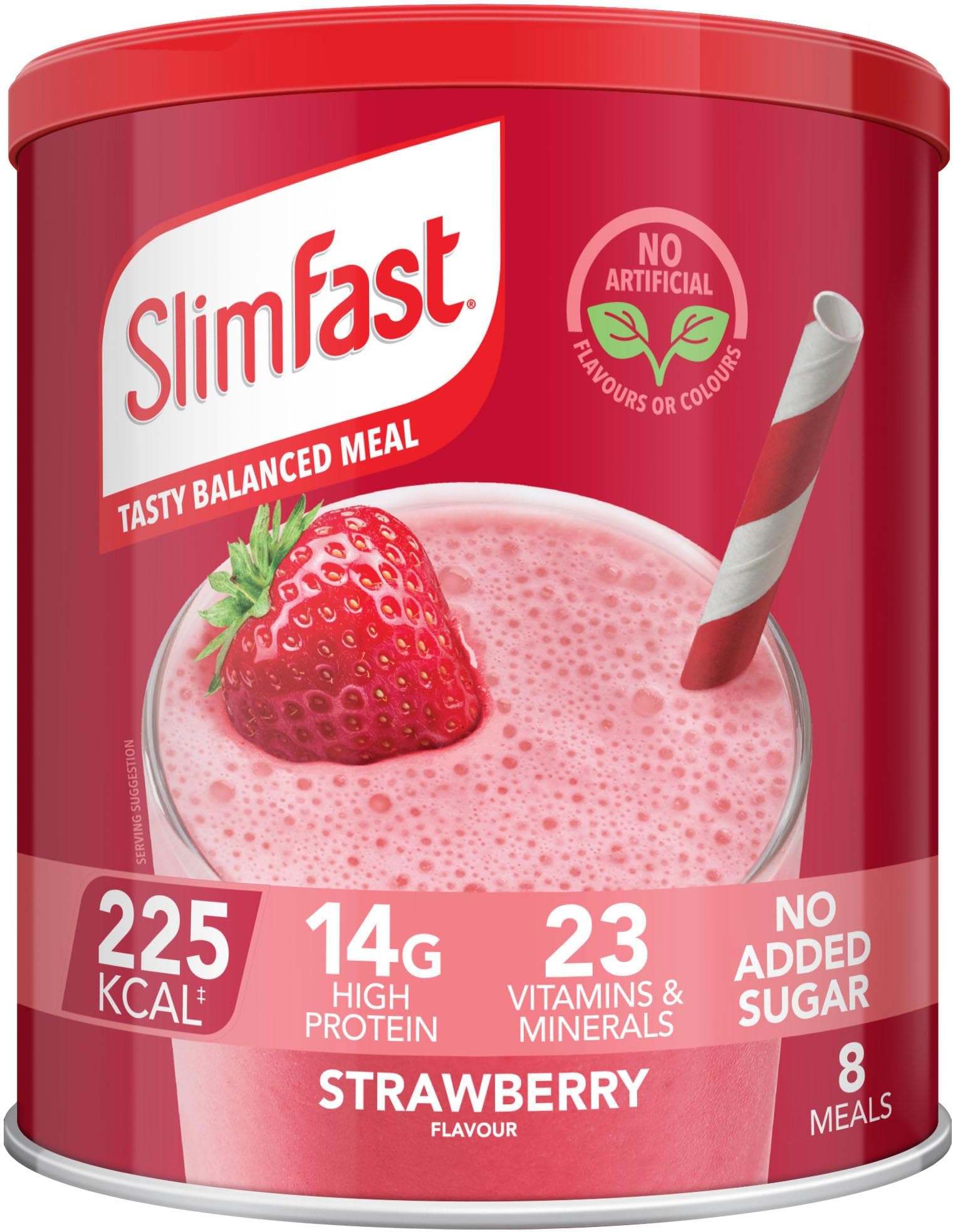 Meal Replacement Shake for Weight Loss & Balanced Diet, Vitamins and Minerals, Low Calorie, High Protein, Strawberry Flavour, 8 servings, 292 g, Packaging May Vary
