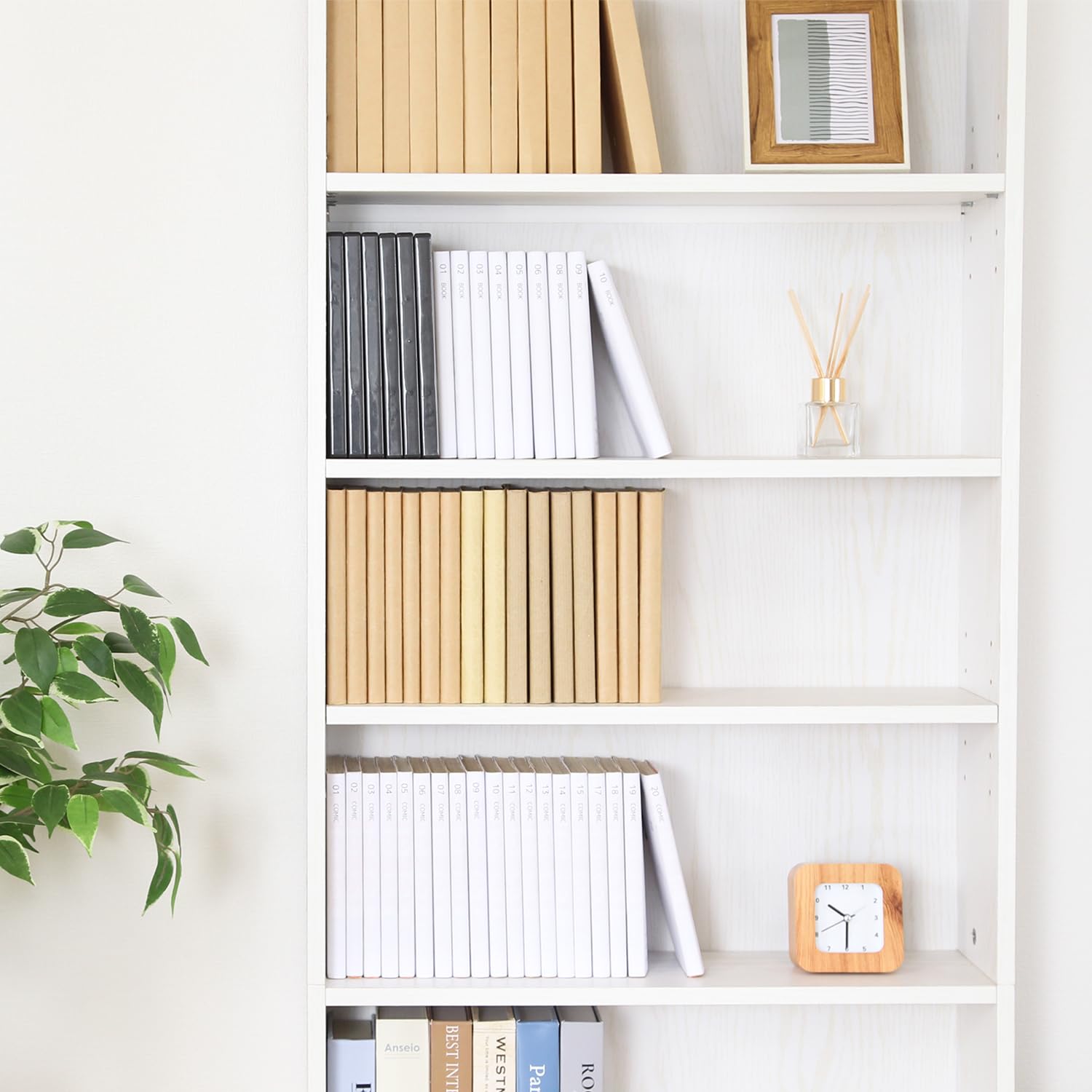 Amazon｜不二貿易 大容量スリム書棚 本棚 幅60×奥行22.5×高さ180cm