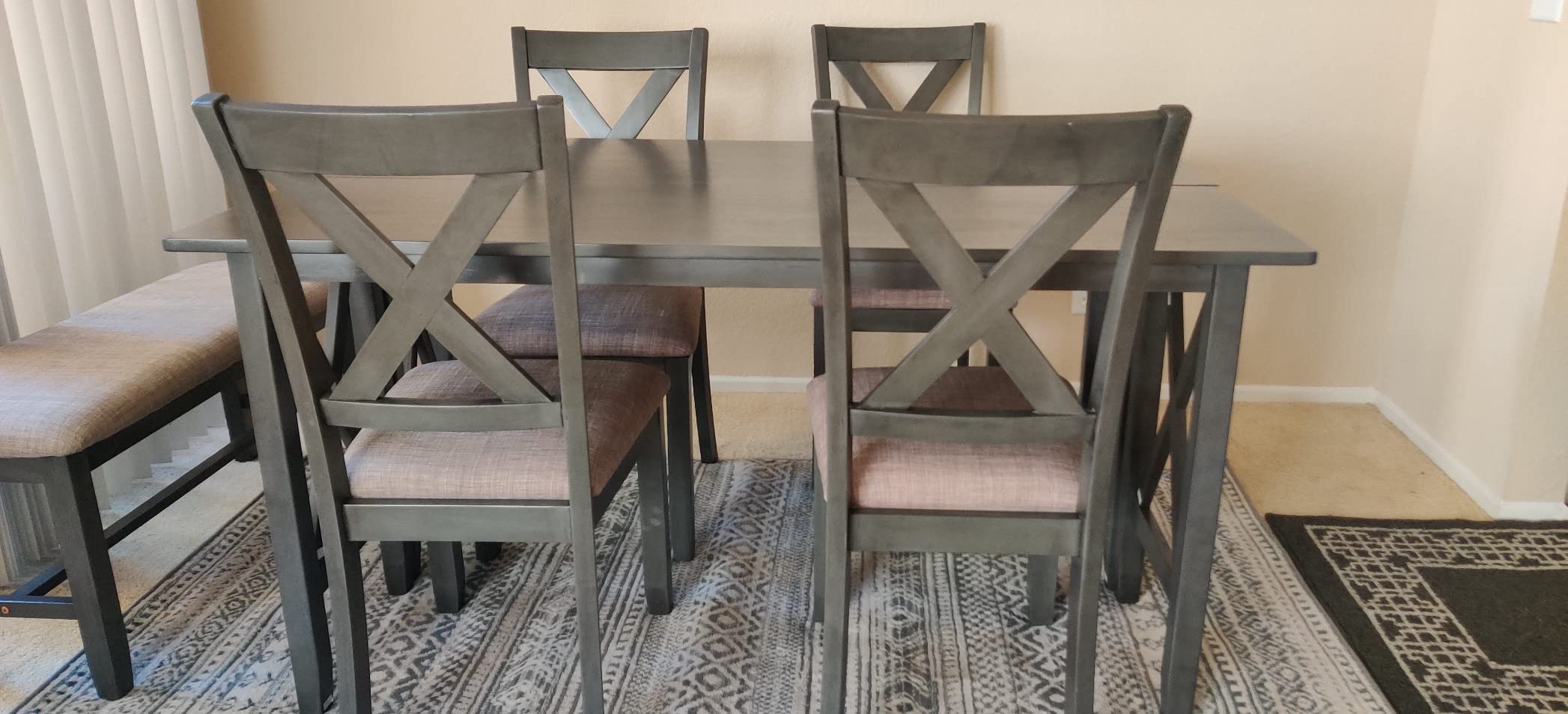 20/mo Finance XD Designs 6Piece Dining Room Table Set, Rustic