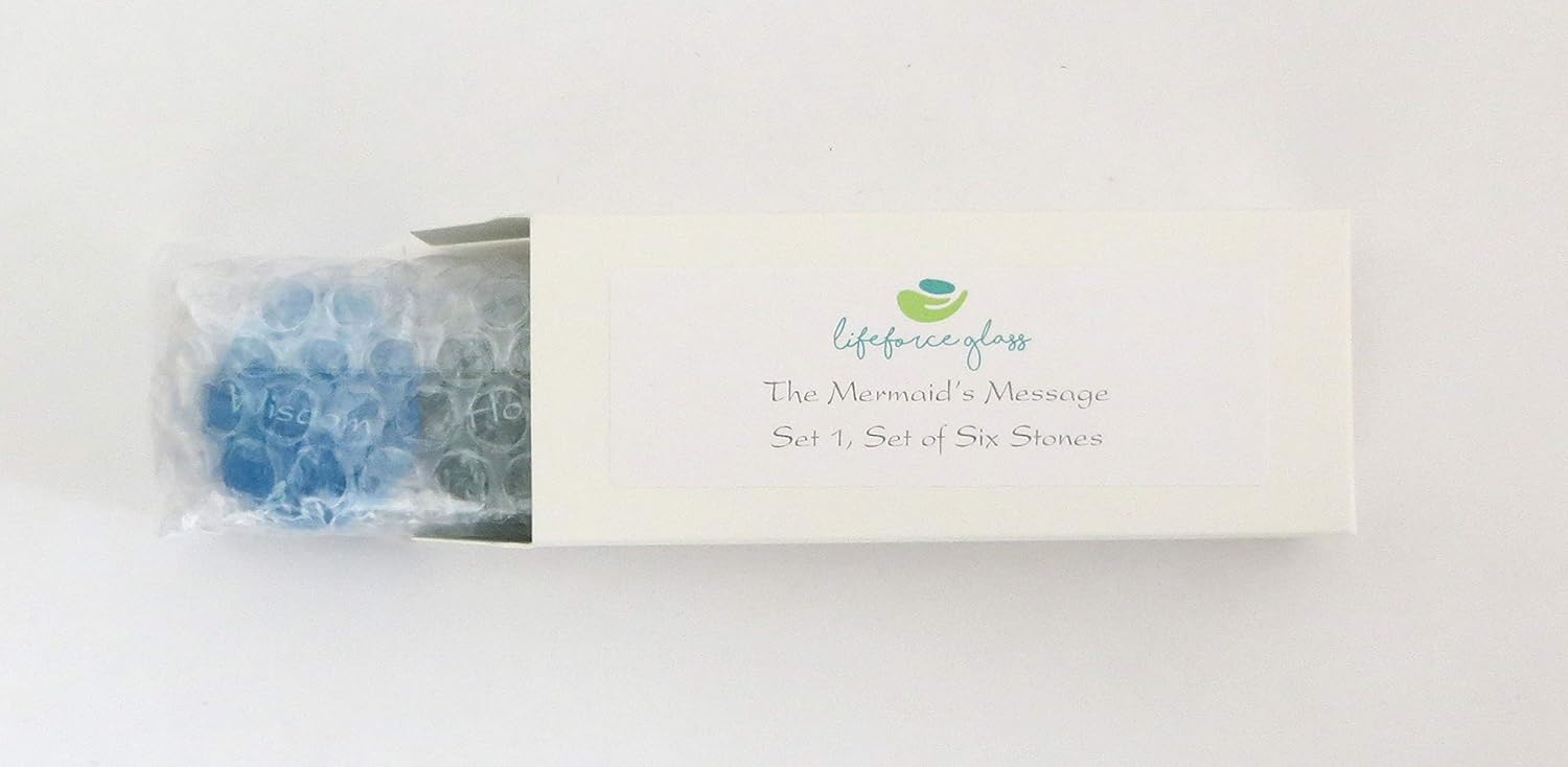 Lifeforce Glass The Mermaid's Message I, Frosted Sea Glass Stones, Six Inspiring Words in Beach Colors: Home & Kitchen