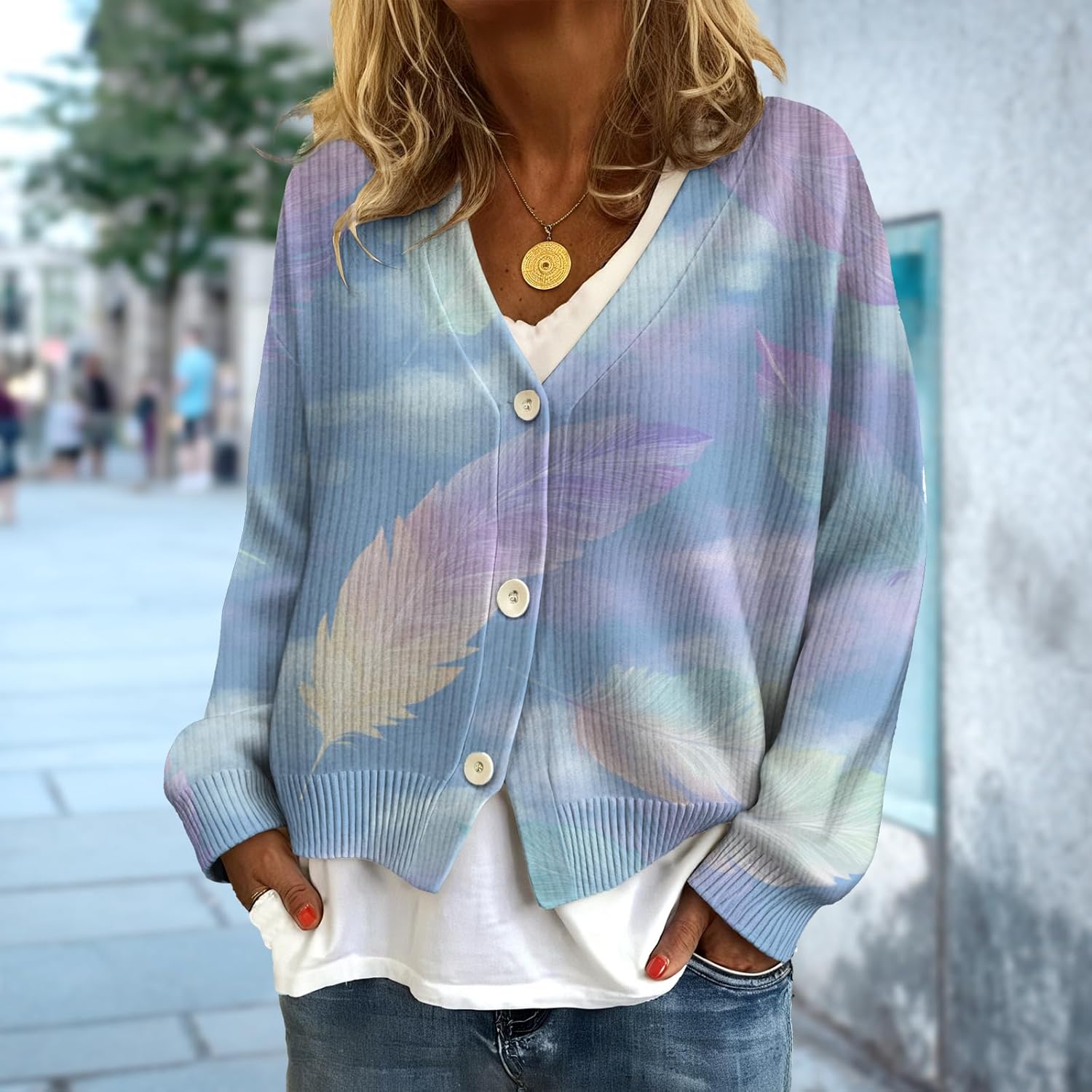 Sweater Cardigan Women Open Front Cardigan for Women Casual V Neck Dressy Long Sleeve Sweater Fashion Outfits - Image 2