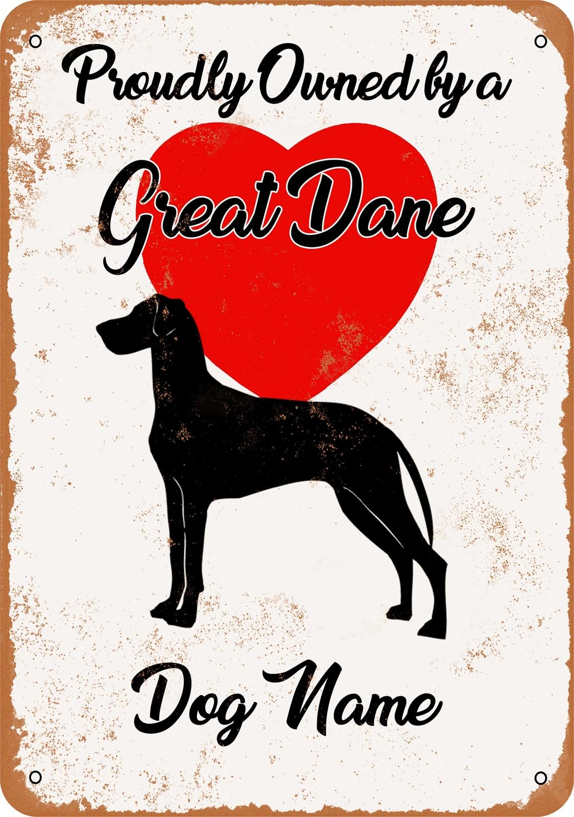 Miaomansenstore Metal Sign - Custom Dog Name - Great Dane - Vintage Look Home Decor