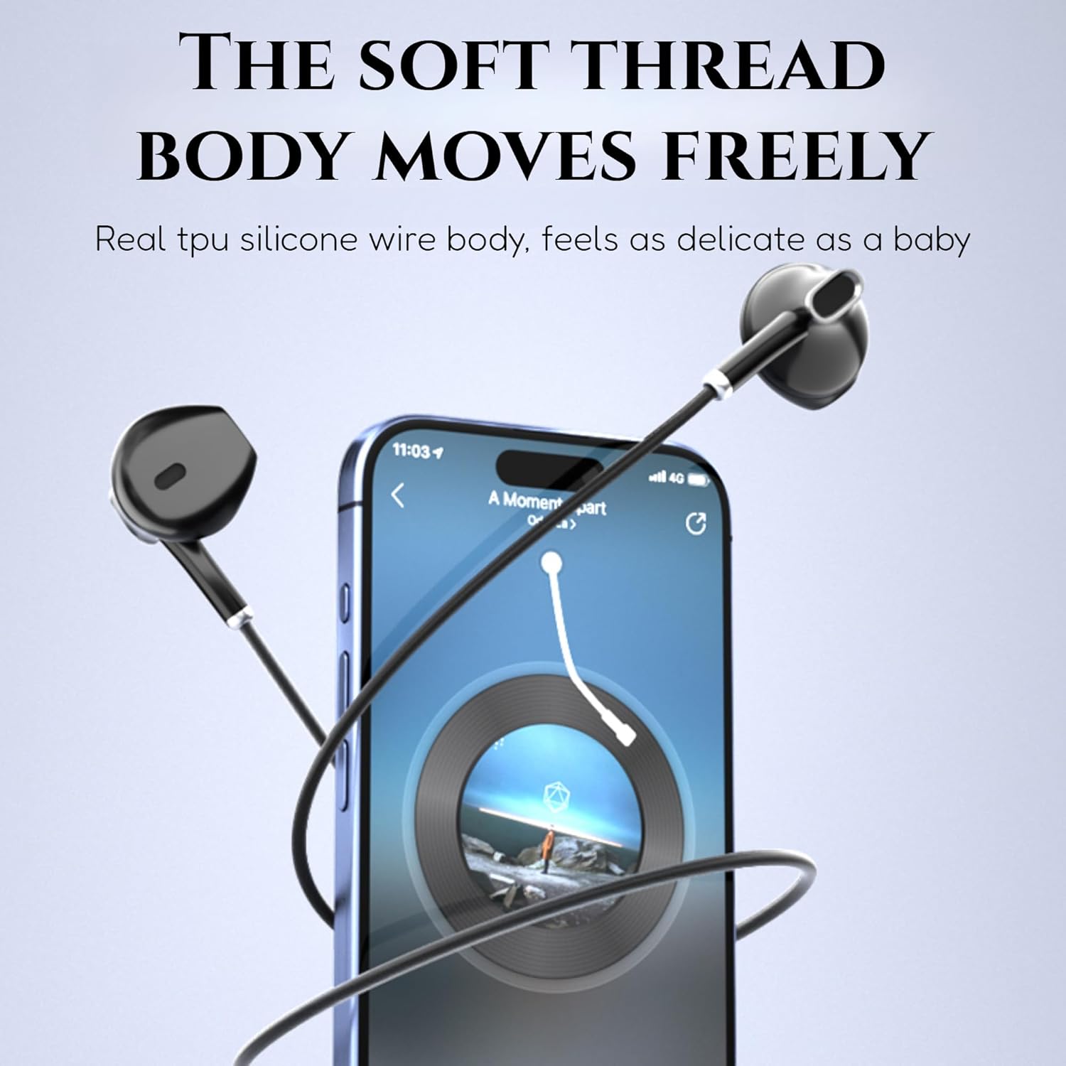 Wired Earphones 10mm Dynamic Driver Hi-Fi Sound in-Ear Headphones with Microphone Noise Isolating Ergonomic Design TPU Cable for Sports Gaming Home