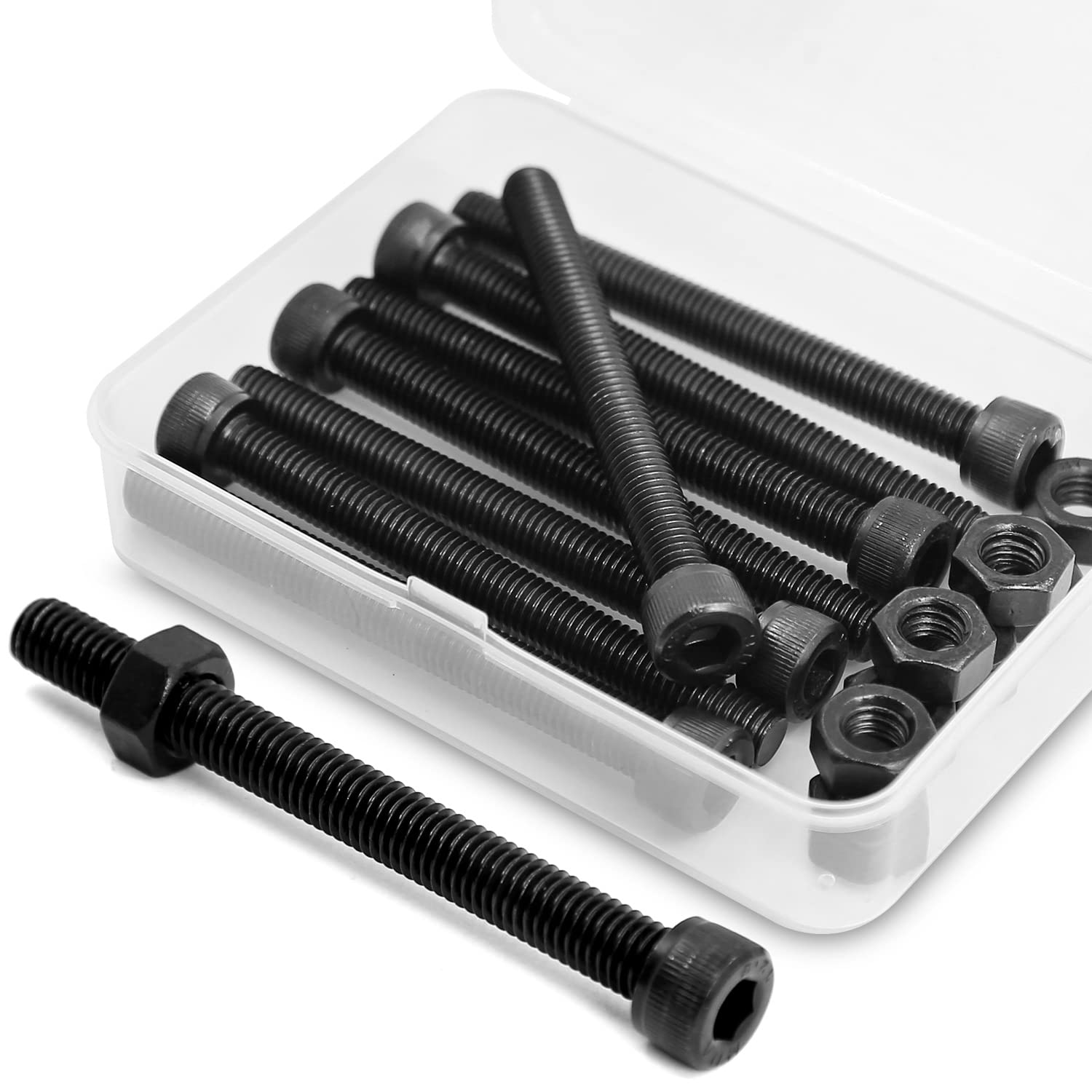 M8 x 80mm 8 Juegos de Tornillos y Tuercas Combinada Hexagonal Tornillo Negros Acero al Carbono de 12,9 Grados