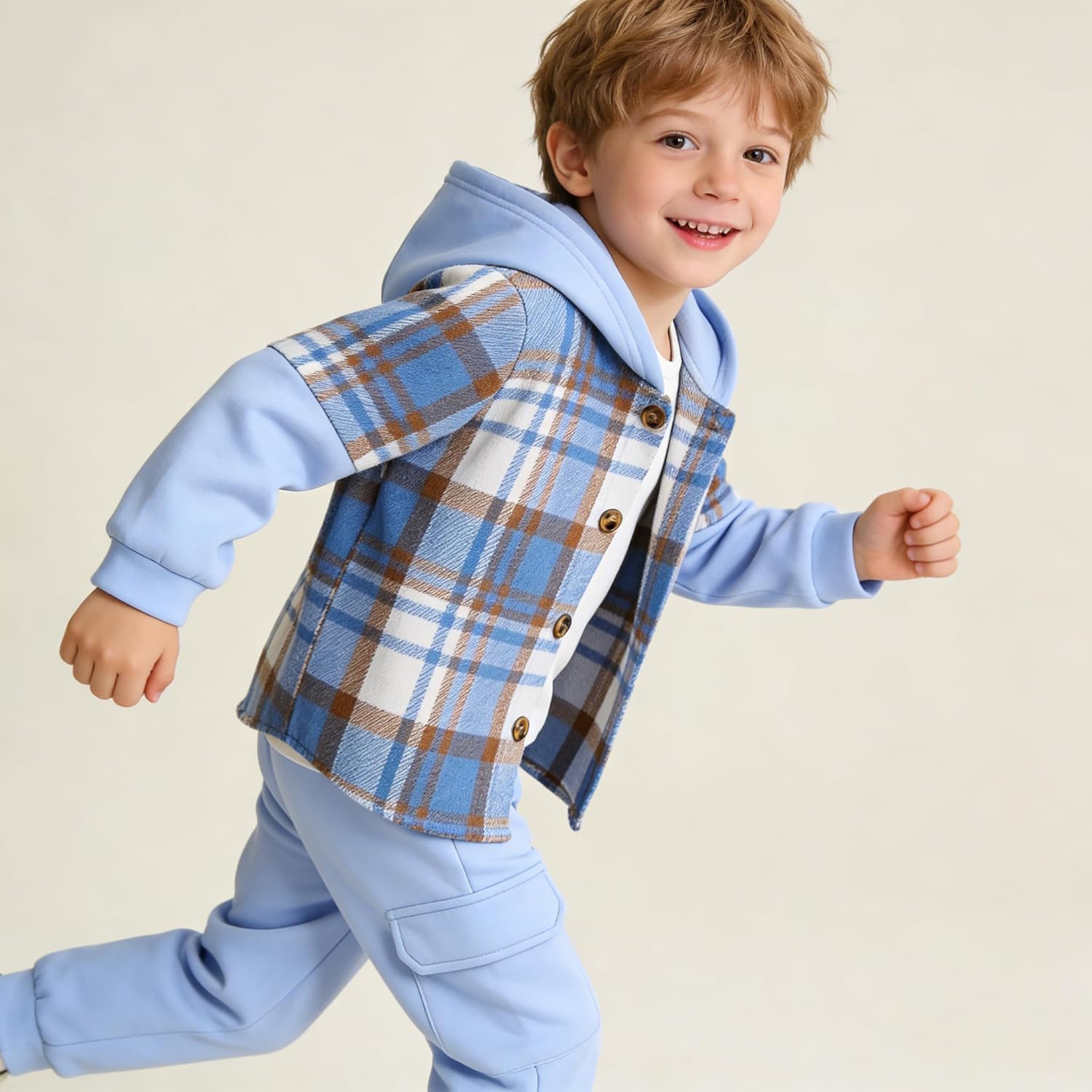 2PCS Kids Boys Clothes Flannel Plaid Shirt Tops Pants Set Hoodie Sweatsuit Outfit 4-12 Years Boy Girls Shirts 2 Piece - Image 3