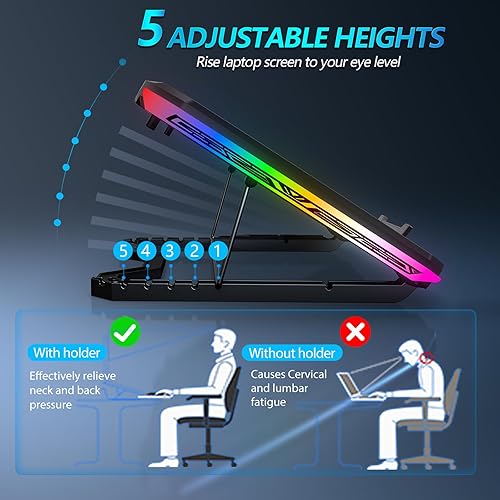 Miniatura 3 de Almohadilla de enfriamiento para laptop, enfriador de laptop para juegos con 9 ventiladores silenciosos, soporte de refrigeración para laptop de 12