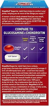MegaRed 353mg Omega-3 Krill Oil Joint Care Supplement with EPA/DHA Fatty Acids, Antioxidants, Hyaluronic Acid, No Fishy Burp Aftertaste as with Fish Oil, 60 Count Softgels