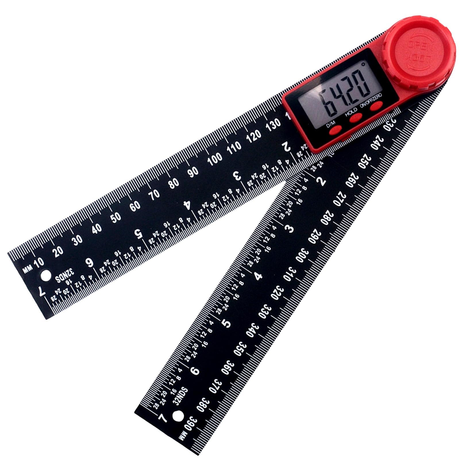 Digital Angle Finder Ruler with LCD Display for Father‘s Day, 200mm / 7 Inch Digital Inclinometer Protractor Angle Measure Tool with, 0–360° Angle Measurement Tool for Woodworking Engineering