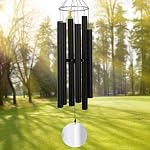 ASTARIN Large Wind Chimes Outdoor Deep Tone,45Inch Sympathy Wind Chimes with 6 Tubes Tuned Relaxing Melody,Memorial Wind Chimes Large for Mom,Garden Decor,Black