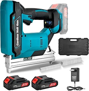 Battery Stapler Nail Gun: Nailer with 2 x 2000 mAh Batteries