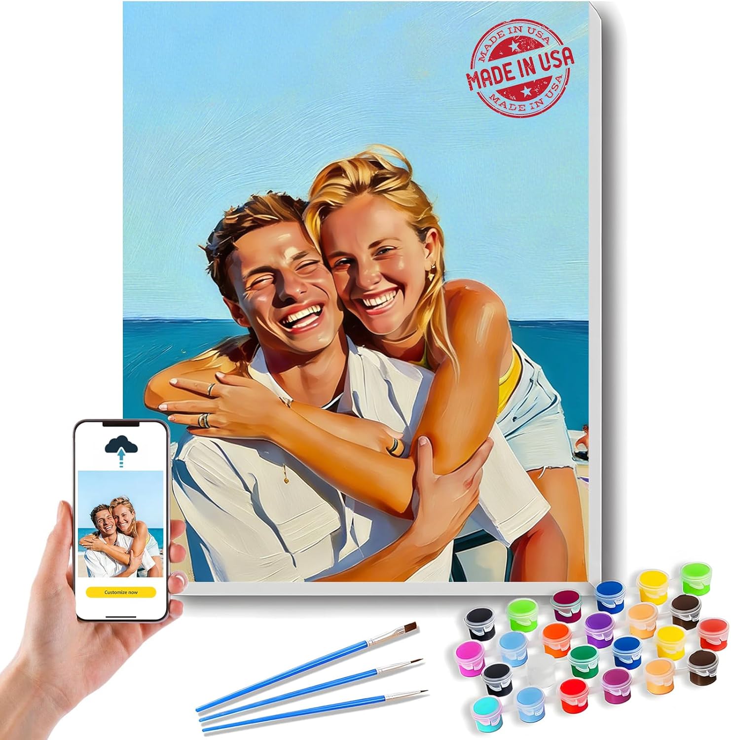 Shamankadi Custom Paint by Numbers Kit for Adults – Personalized Photo Canvas Oil Art, Acrylic Paint by Number DIY for Beginners, Gift for Couples, Family, Pets, Home Wall Decor(24" x 32")